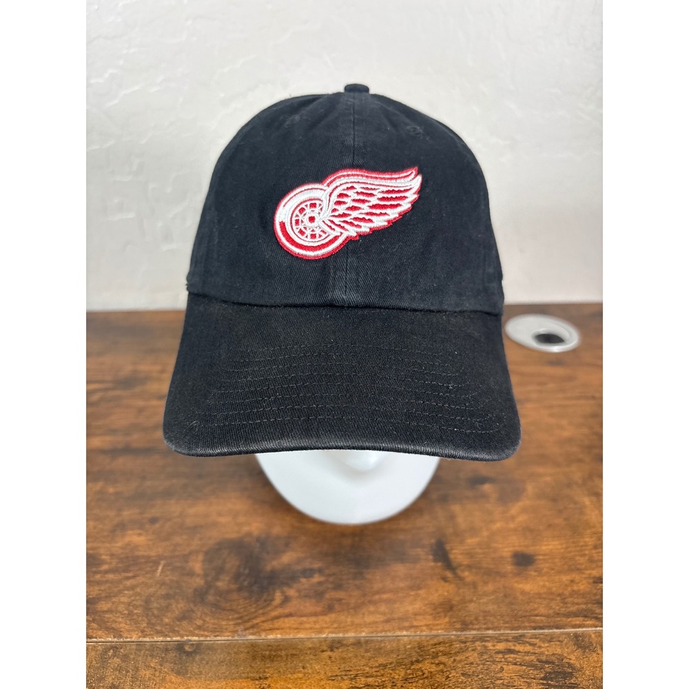 Detroit Red Wings 47 Brand NHL Black Adjustable Strapback Baseball Hat OSFA